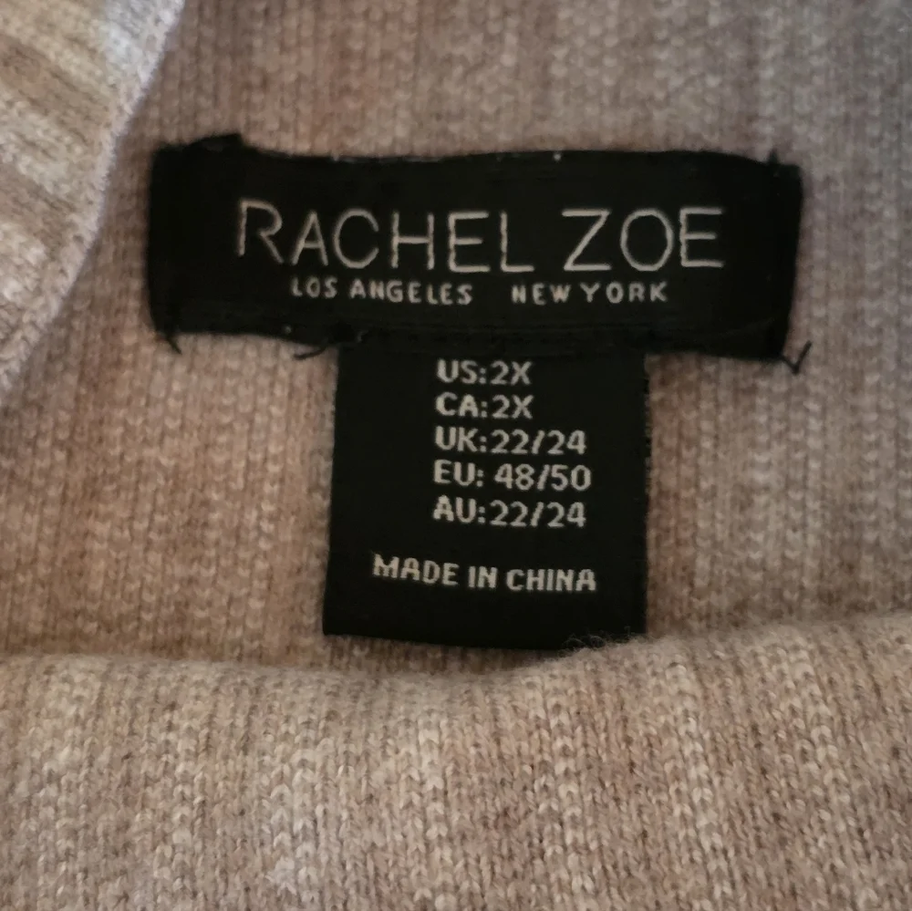 Rachel Zoe Striped Mock Neck Oversized Sweater Taupe Cream Plus Size 2X